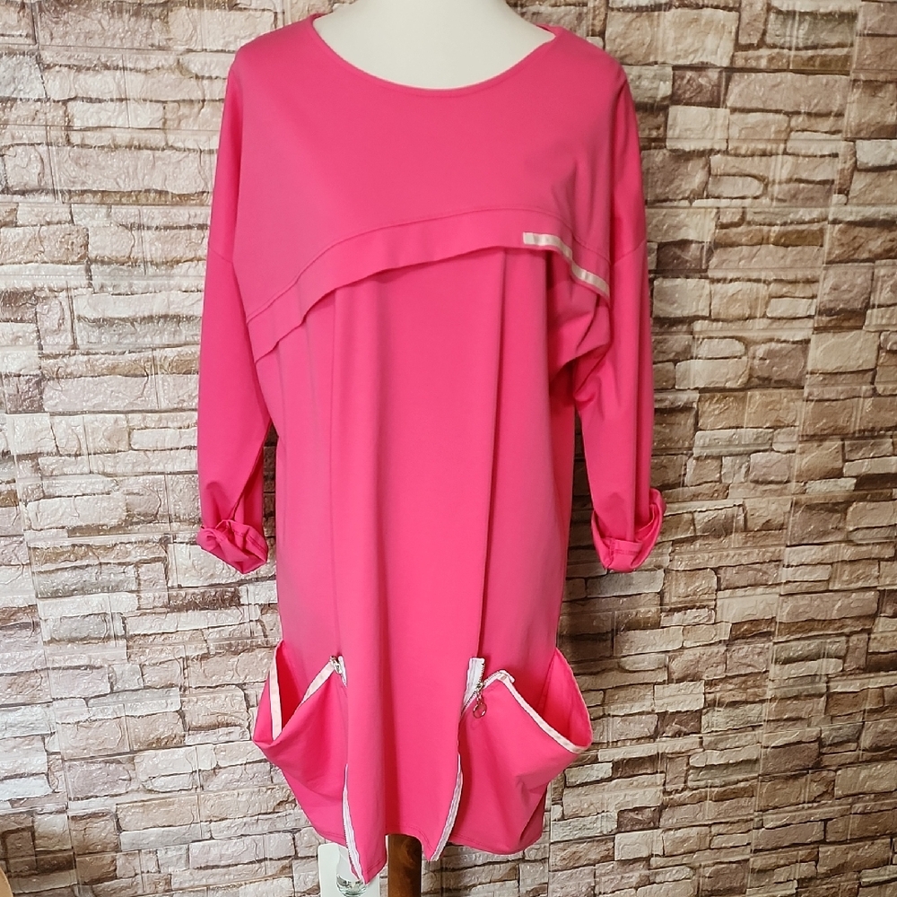 New Collection Pink 3/4 Sleeve Dress Tunic